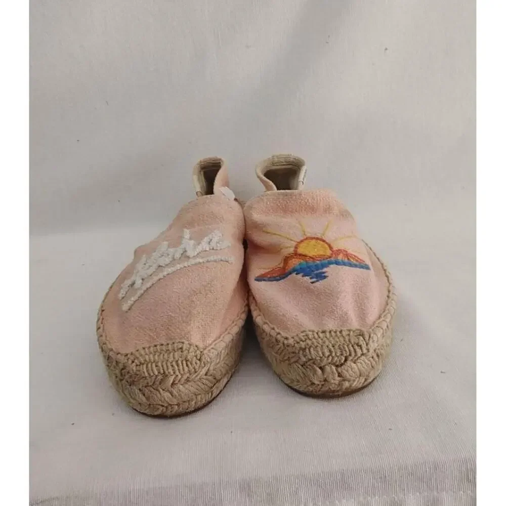 Soludos x Lockhart Embroidery‎ Espadrille Flats Aloha Sunset Pink Coral 7